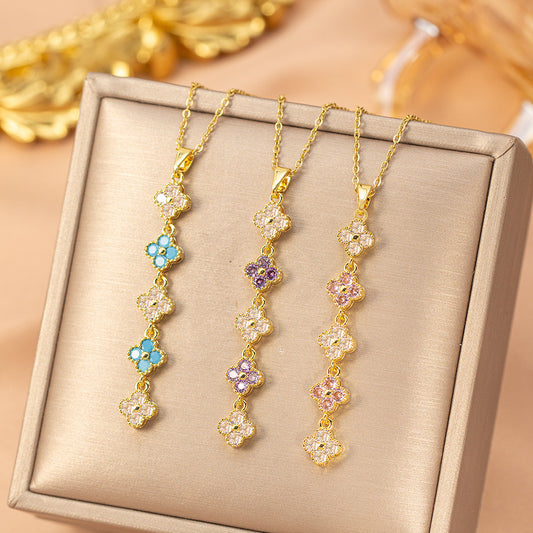 Women's Titanium Steel Fashion Clover Light Luxury High Sense Necklace