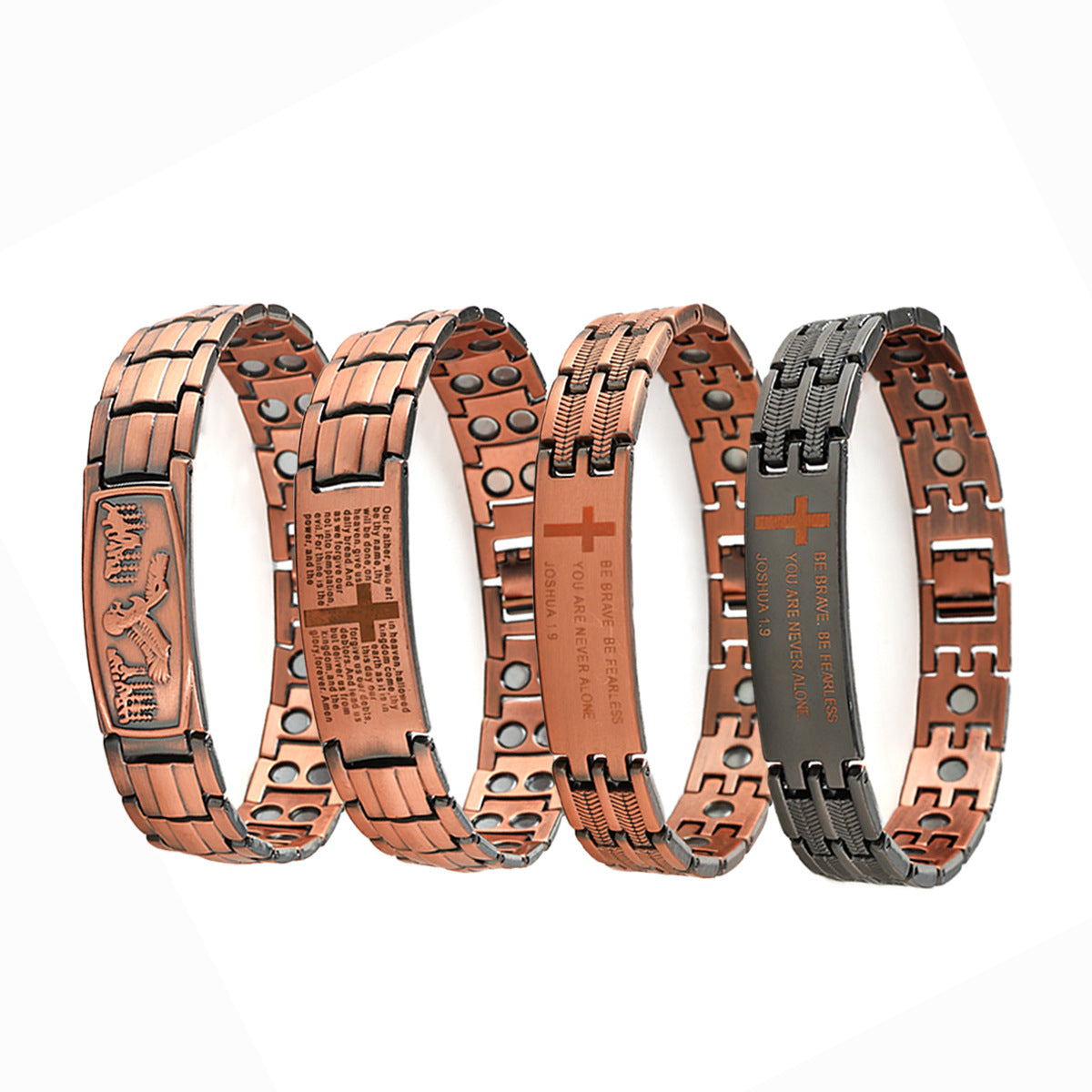 Wheat Striped Cross Eagle Bronze Magnet Fashion Retro Curved Bracelets