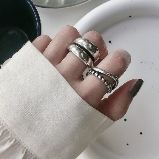 Women's Beads Retro Fashion Geometry Pattern Hip Hop Open Rings