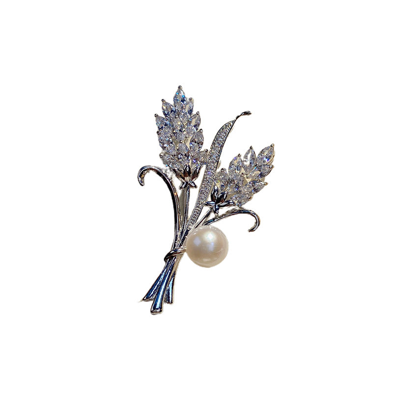 Gold-plated Micro Inlaid Zircon Golden Ears Of Brooches