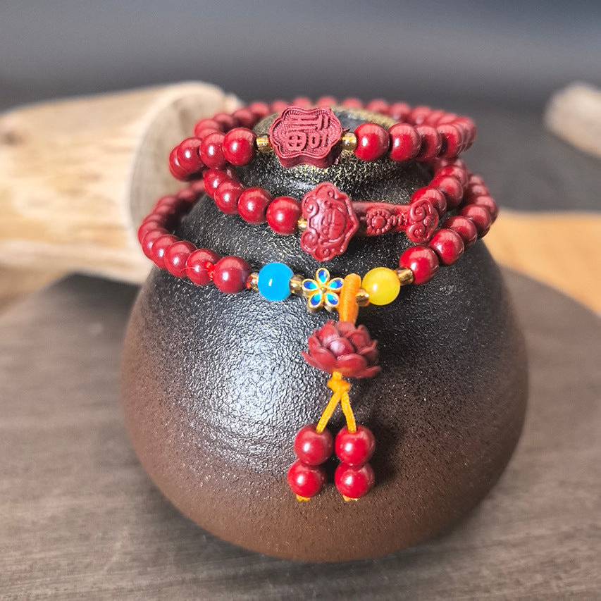 Women's Cinnabar Beads Three-circle Purple Gold Sand Bracelets