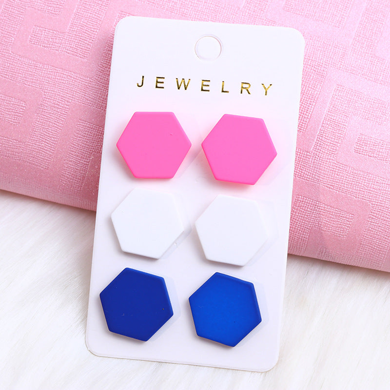 Women's Valentine's Day Gift Love Three-piece Acrylic Earrings