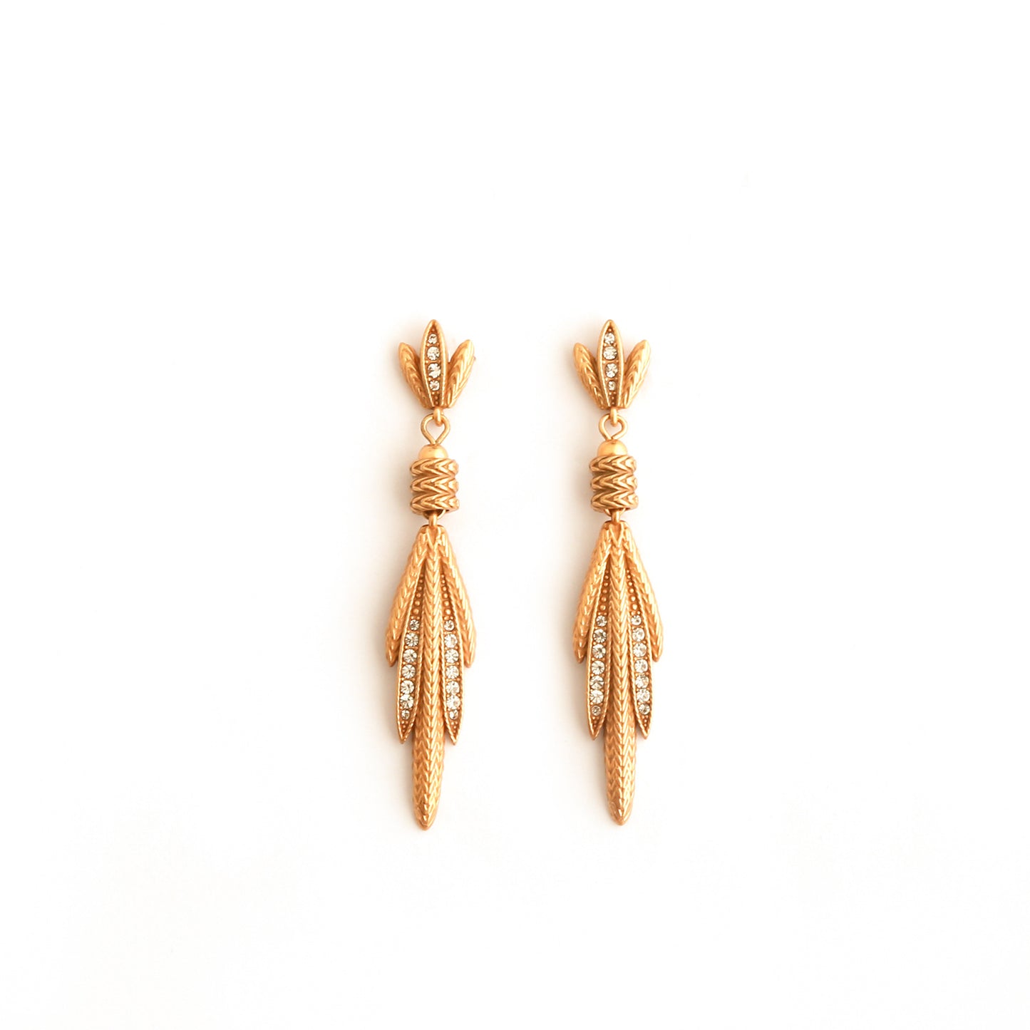 Real Gold Gaanized Enamel Diamond Retro Earrings