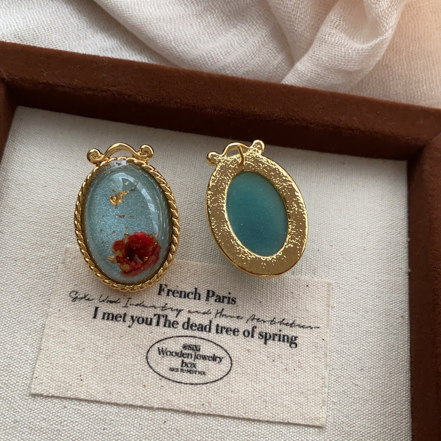 Flower Gold Foil Jelly Glaze Ear Vintage Court Earrings