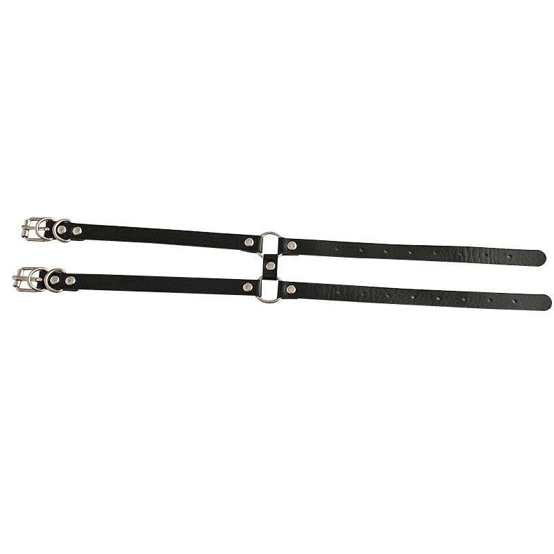 Mirror Gothic Style Leather Double Row Circle Simple Necklaces
