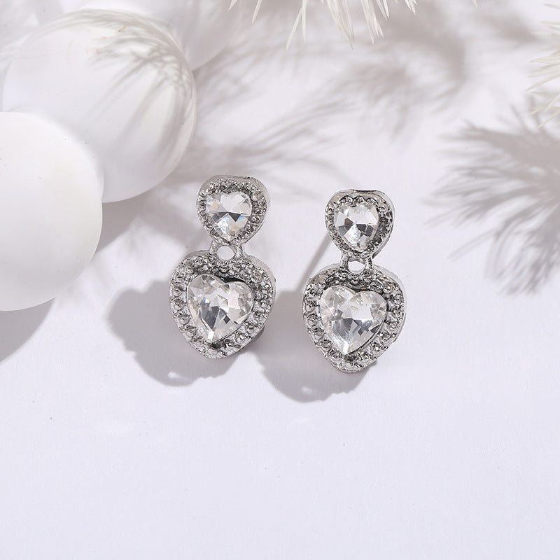 Women's High-grade Heart-shaped Zircon Affordable Luxury Fashion Niche Personality Stud Earrings