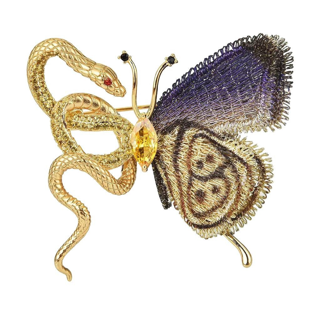 Snake Butterfly Hand-embroidered Brooch Temperament Wild High-grade Exquisite Brooches