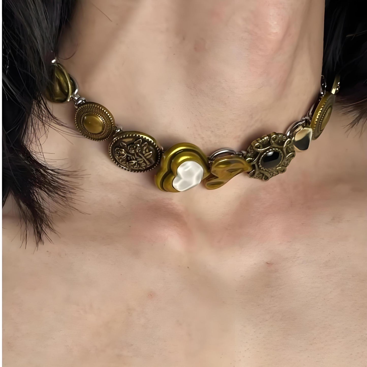 Style Leather Collar Wine Red Cross Clavicle Pendants