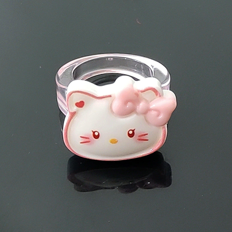 Cartoon Resin Acrylic Transparent Pacha Dog Rings