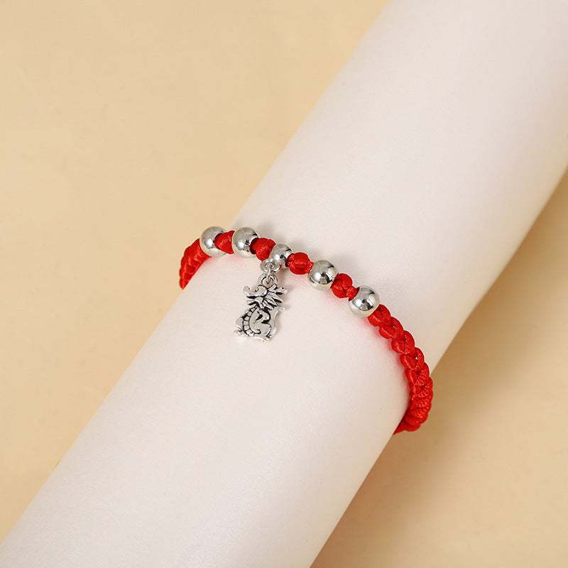 Zodiac Antique Sier Exquisite Red Rope Bracelets