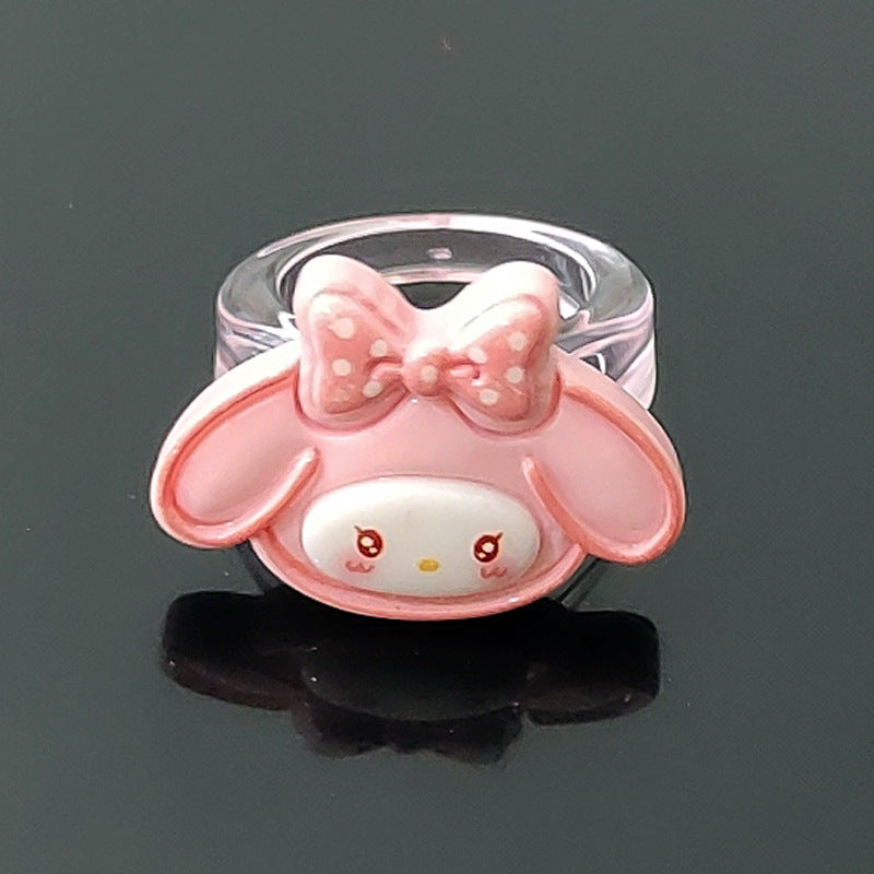 Cartoon Resin Acrylic Transparent Pacha Dog Rings