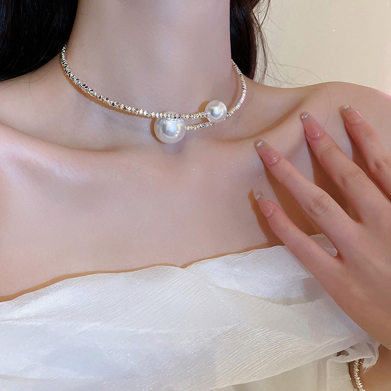 Pieces Of Sier Pearl Opening Light Luxury Minority Personalized Clavicle Necklaces