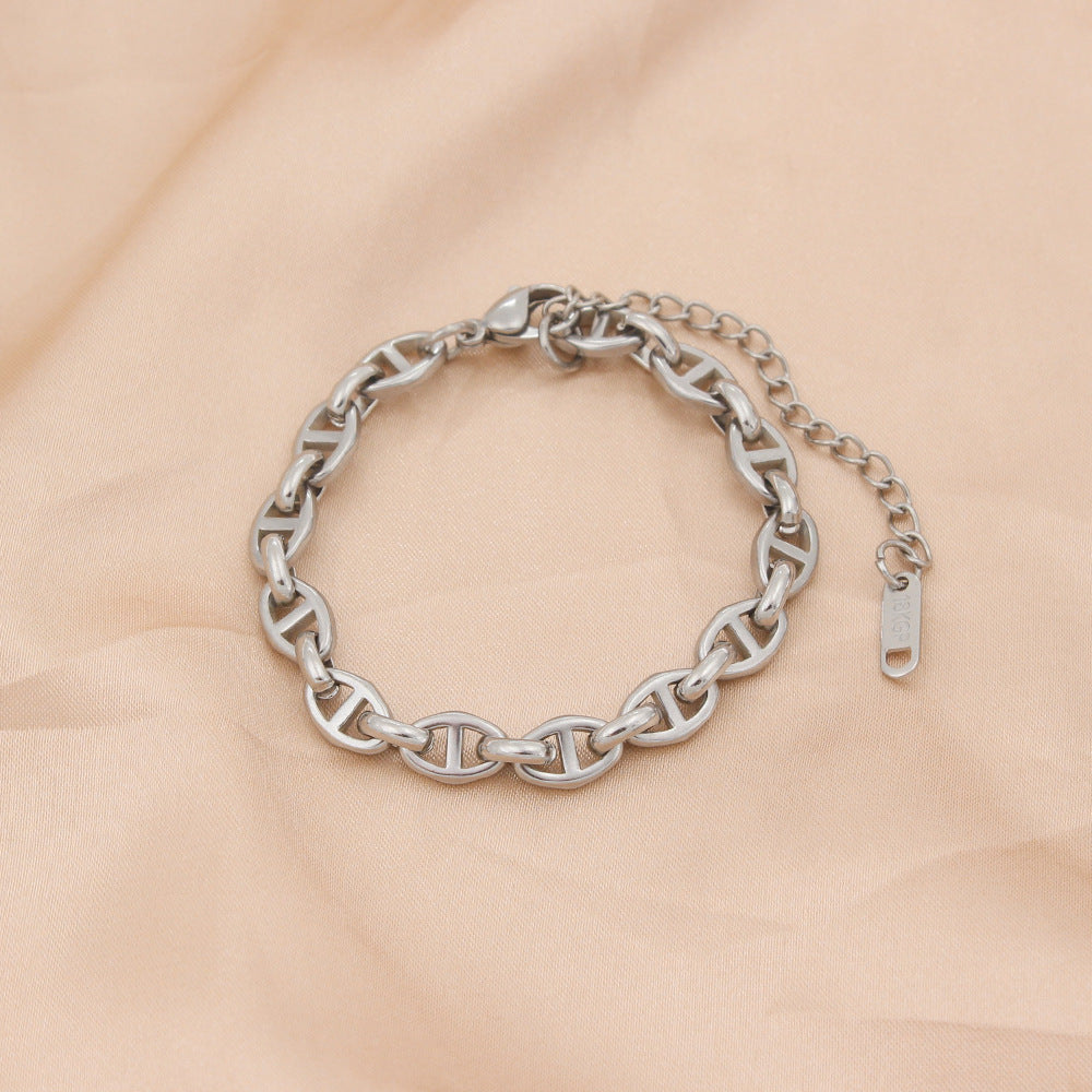Pig Nose Titanium Steel Chain Hip Hop Jewelry Set