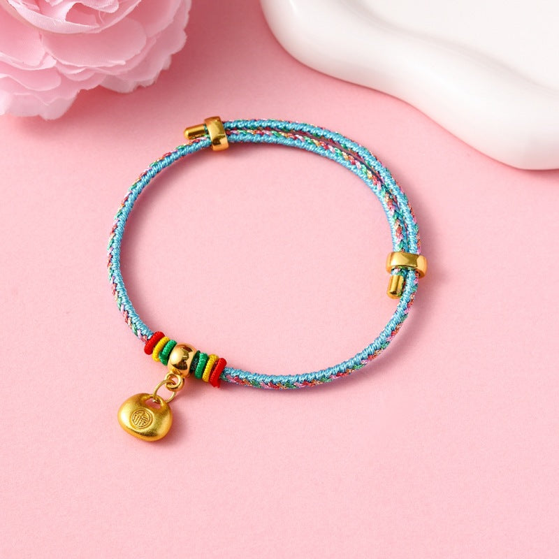 Children's Colorful Braided Rope Wrist String Safe Red Bracelet