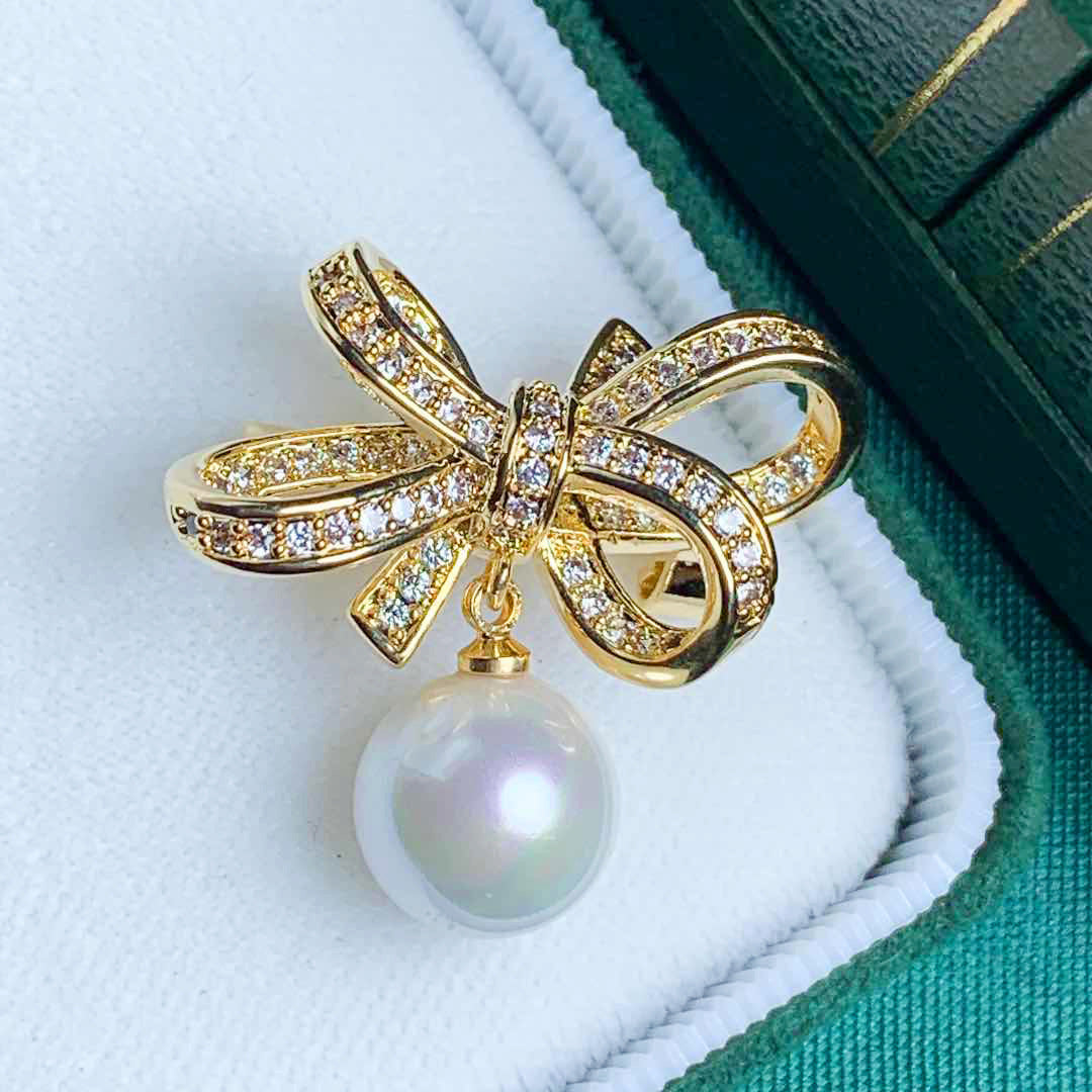 Elegant Bow Pearl Brooch Exquisite Business Corsage Brooches