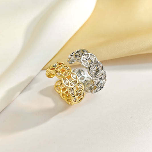 Coin Shape Zircon Open Mouth Index Finger Light Luxury Ring