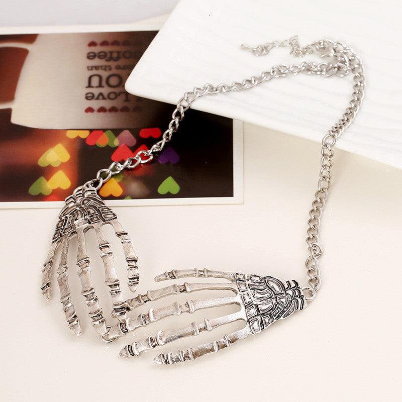 Halloween Skull Claw Retro Exaggerated Punk Necklaces