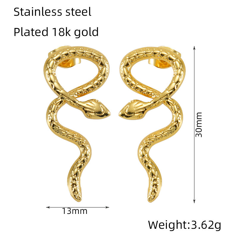 Women's Stainless Steel Snake For Exaggerated Personalized Gold Earrings