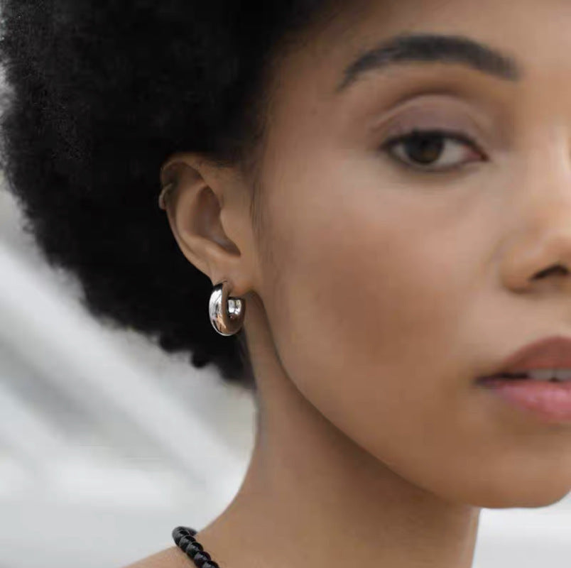 Classic Style Thick Ear Buckle Retro Aloofness High Rings