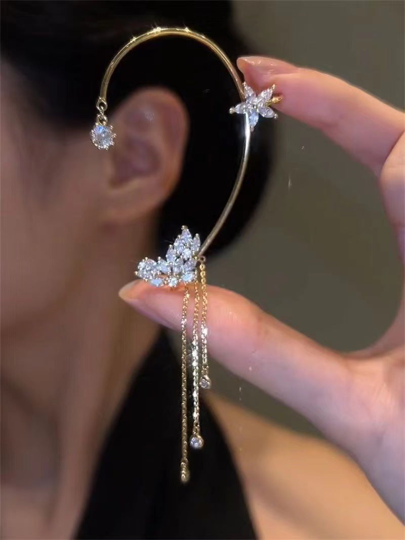 Niche Elf Butterfly Clip Light Luxury Earrings