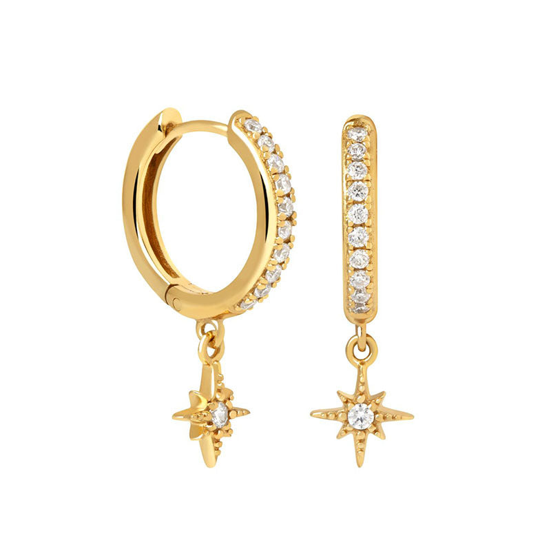 Women's Sier Octagonal Star For Twinkling Little Sun Ear Stud Earrings