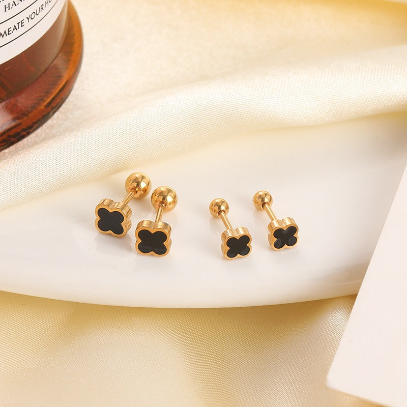 Clover Female Titanium Steel Ear Bone Stud Earrings
