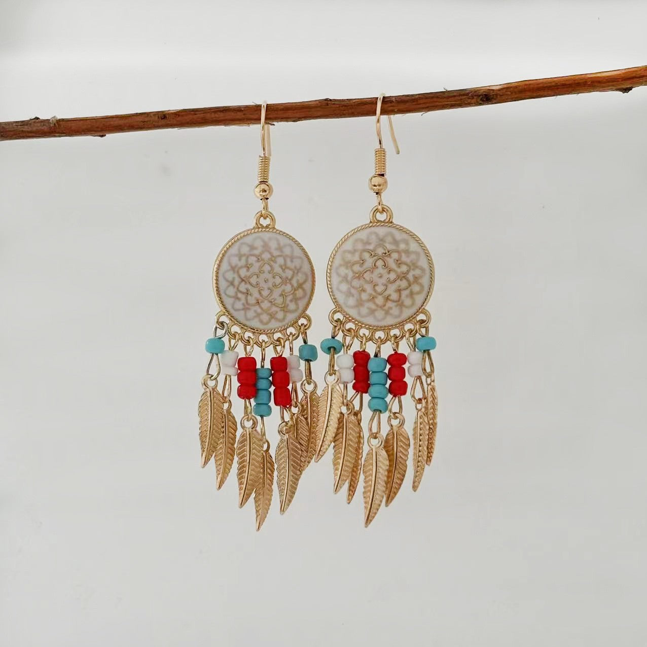 Women's Bohemian Tassel National Style Bead Design Niche Retro Ethnic Tibetan Rings