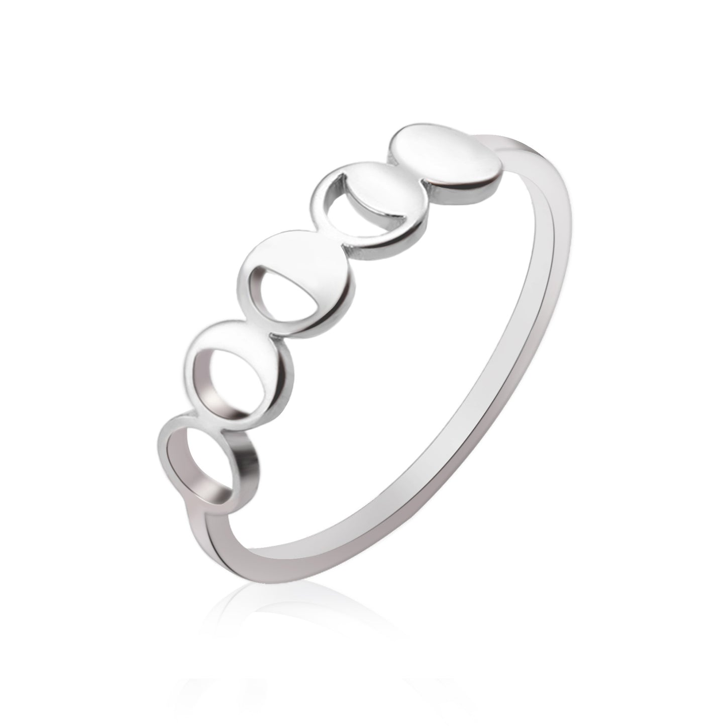 Women's Stainless Steel Moon Phase Minimalist Jewelry Rings