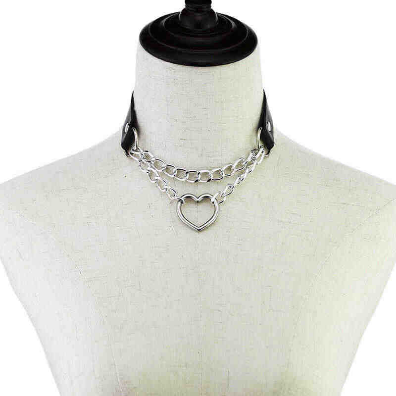 Shaped Chain Neckband Fashion Leather Love Necklaces