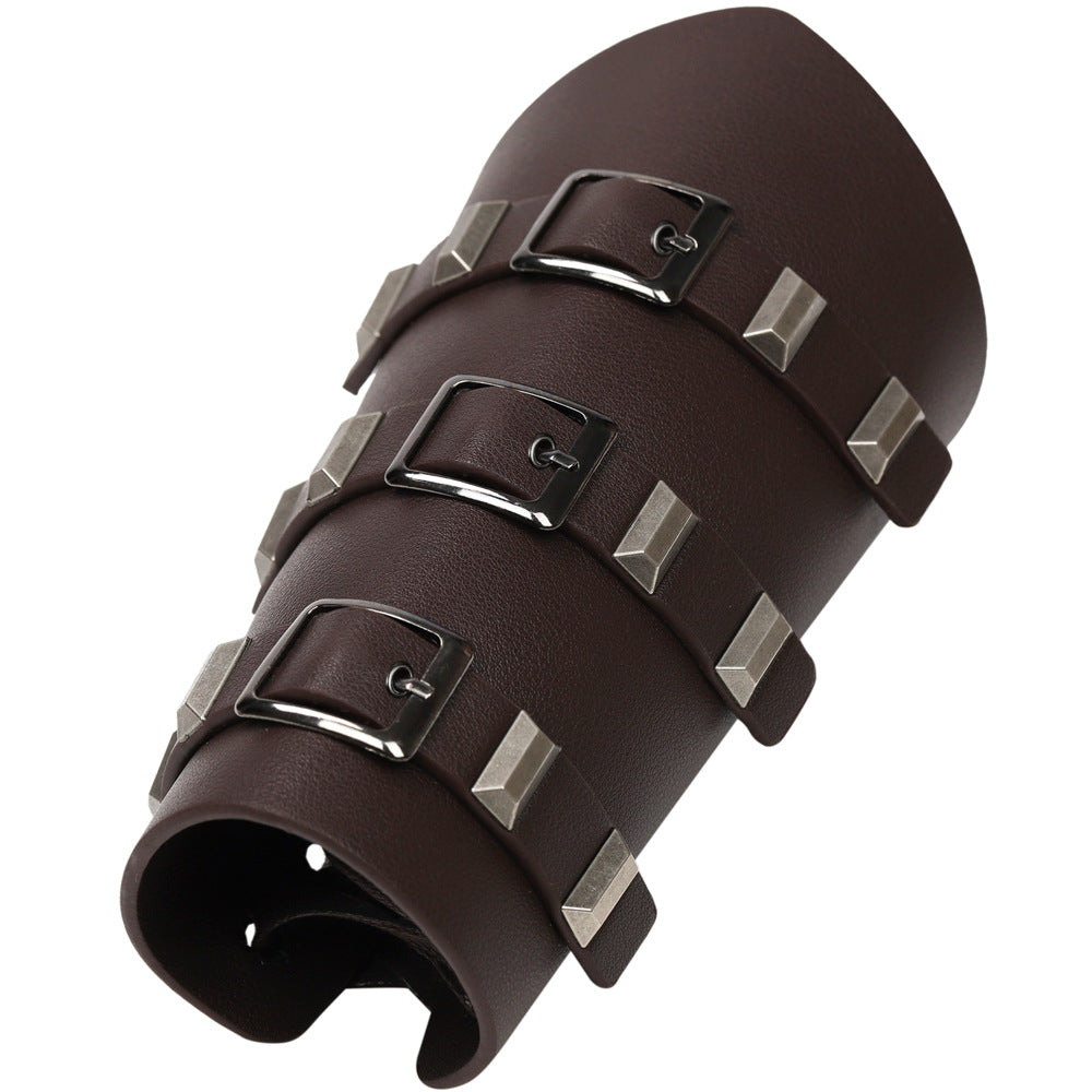 Exaggerated Personalized Leather Punk Cycling Arm Guard Medieval Knight Bracelet