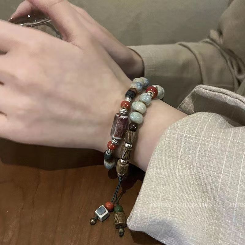 Rose Beads Fashion Simple Style Chinese Handmade Woven Exquisite Tassel Bracelets