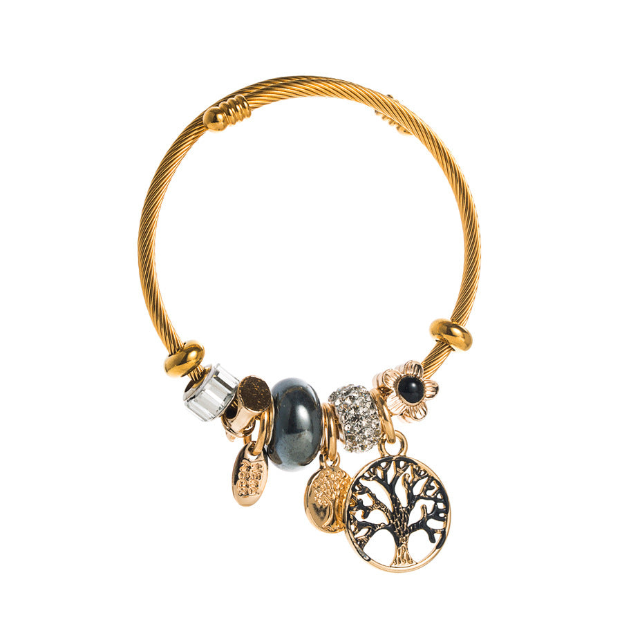 Stainless Steel Lucky Tree Drop Oil Bracelet