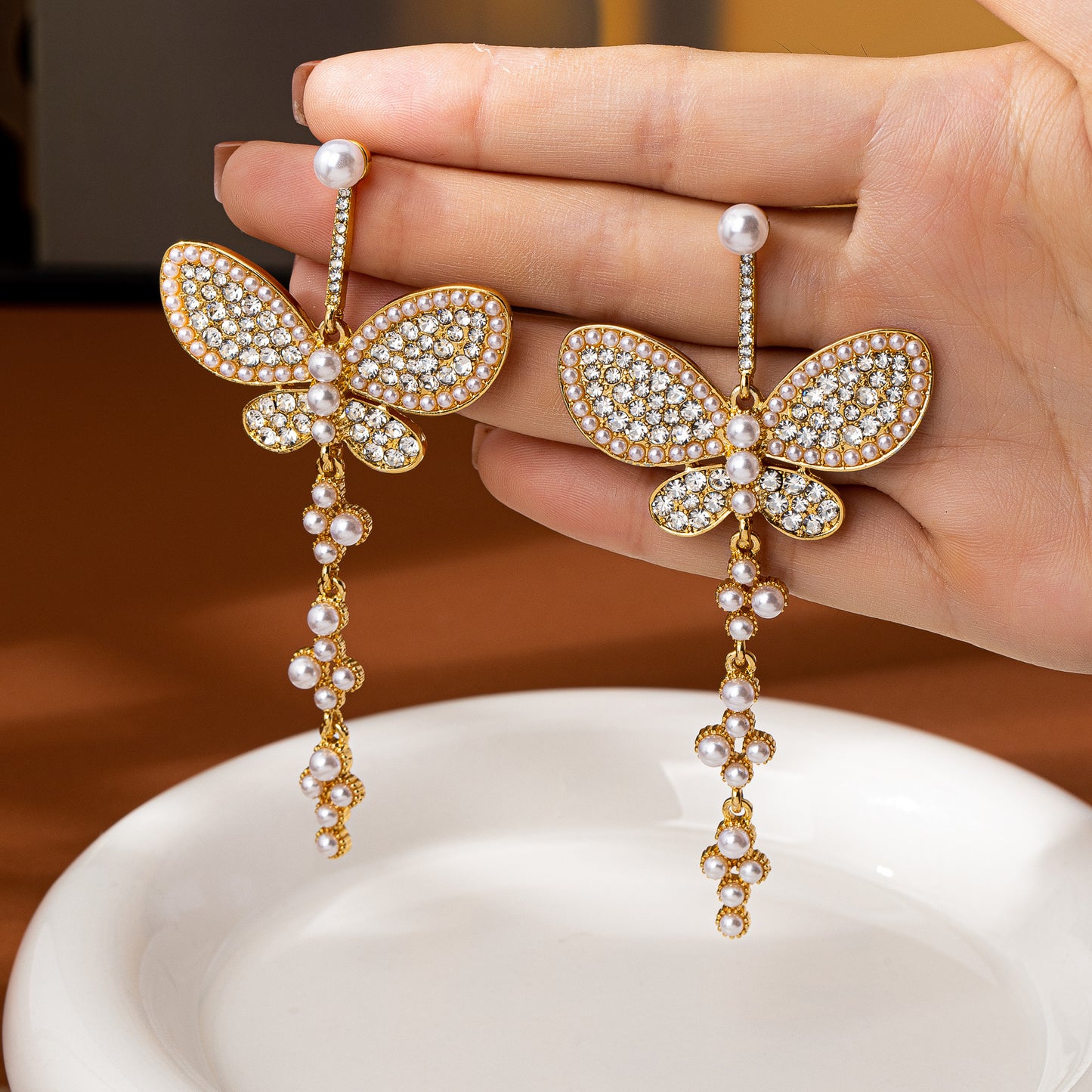 Women's Sweet Trendy Girly Bright Crystal Gemstone Earrings