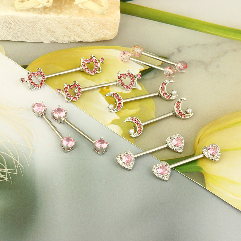 Series Nipple Heart-shaped Chest Stainless Steel Rings
