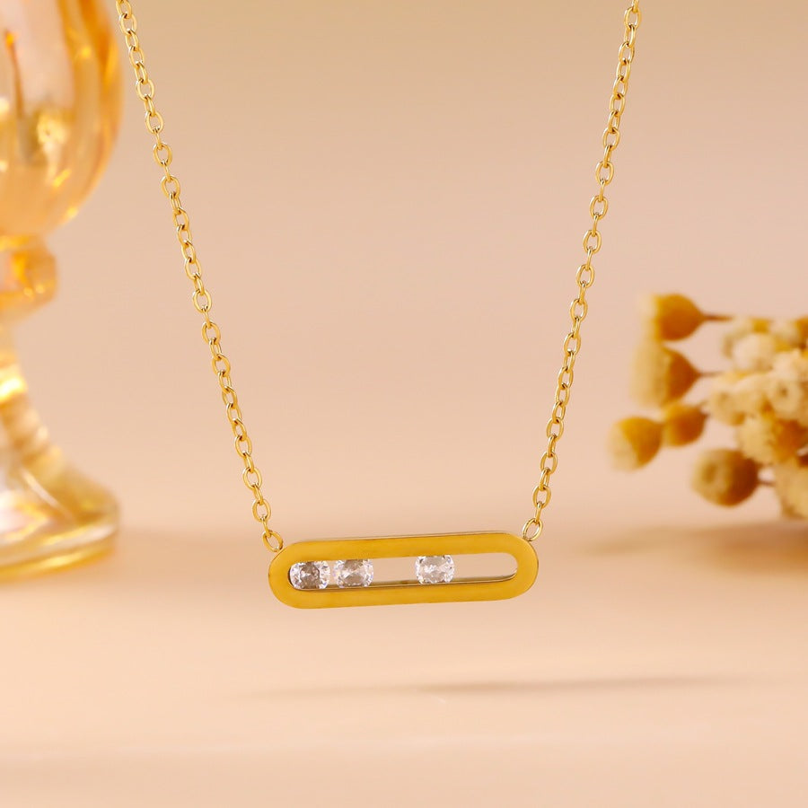 Gold-plated Stainless Steel Smart Zircon Suit Female Jewelry Set