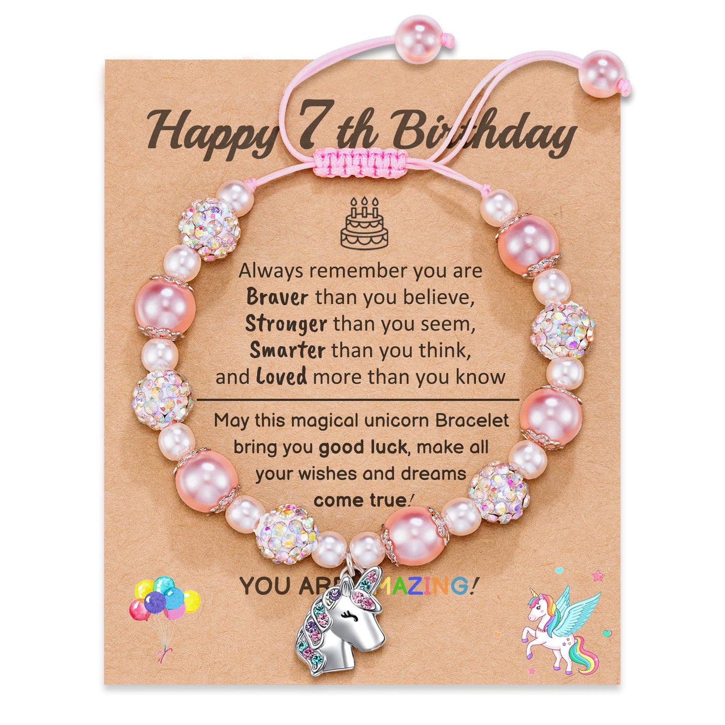 Hand-woven Unicorn Colorful Crystals Clay Rhinestone Ball Bracelet