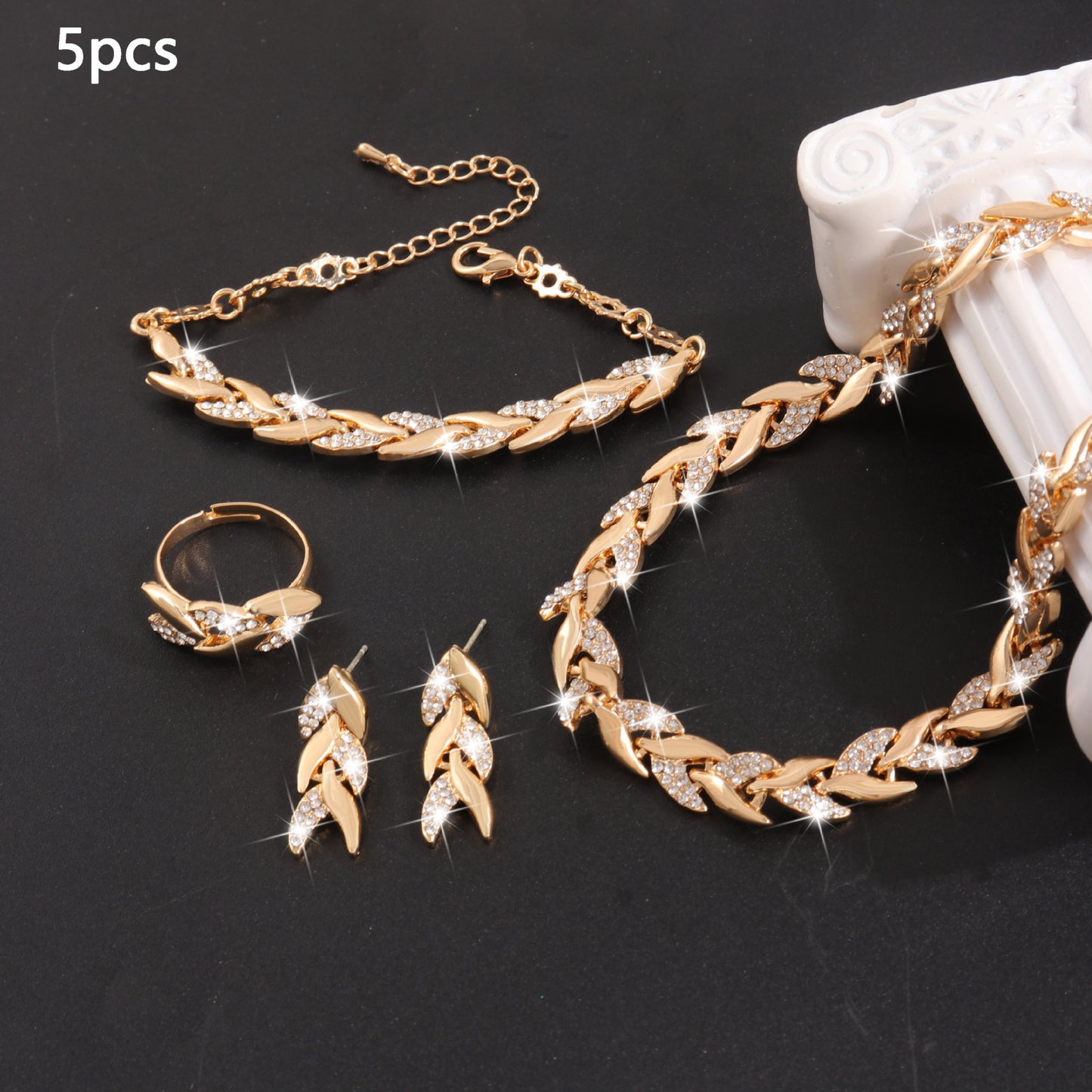 Affordable Luxury Willow Leaf Diamond Fishtail Jewelry Set