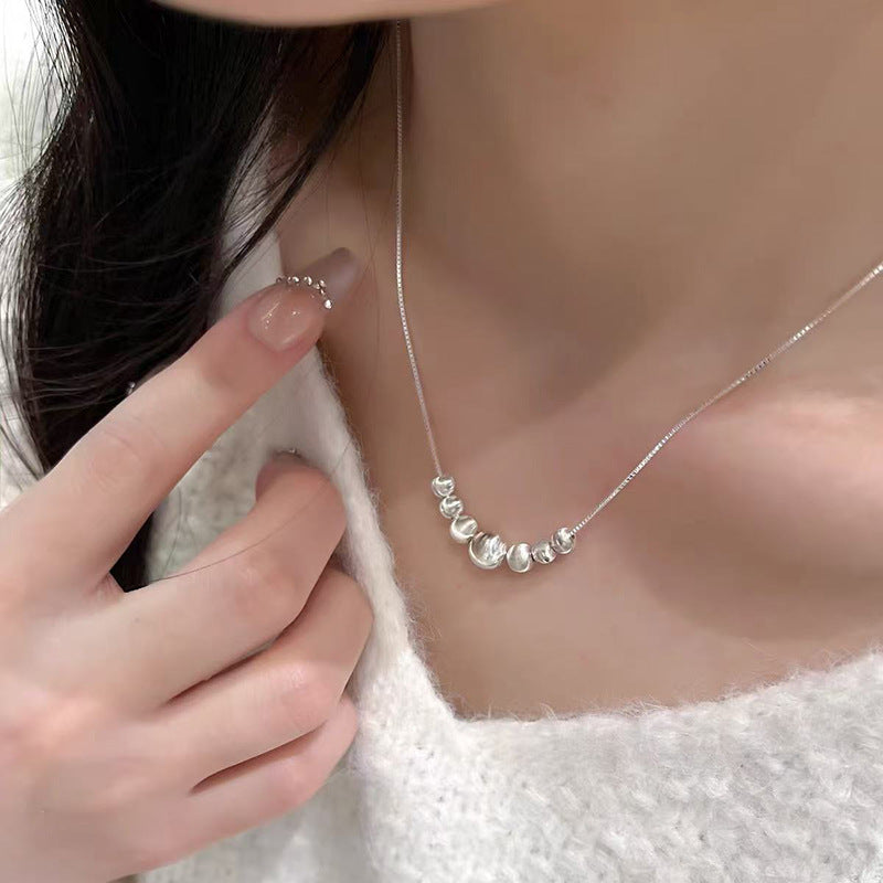 Women's Sier Lucky Beads Bowknot Clavicle Chain Light Luxury Minority High-grade Necklace