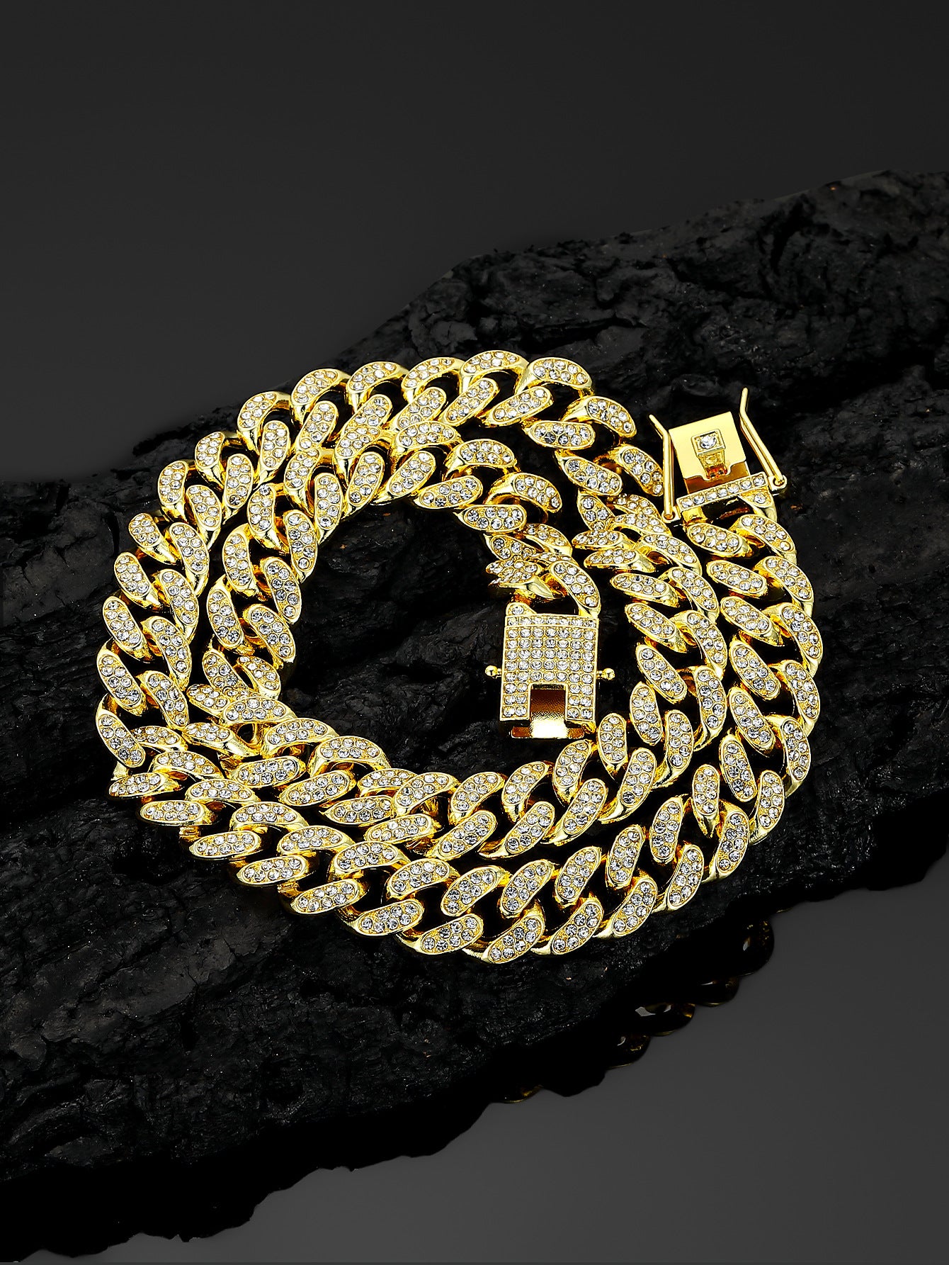 Men's Cuban Link Chain Alloy Full Diamond Dragon's Beard Bracelets