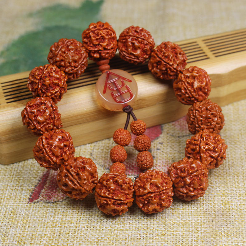 Women's & Men's Faces Gold Silk Willow Rosary Single Circle Bead Bracelets