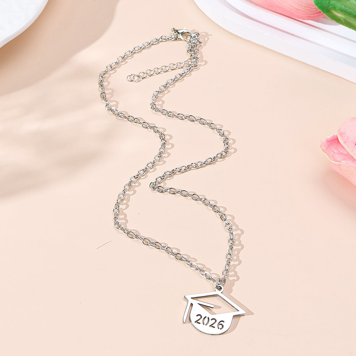 Graduation Stainless Steel Doctorial Hat Memorial Necklaces