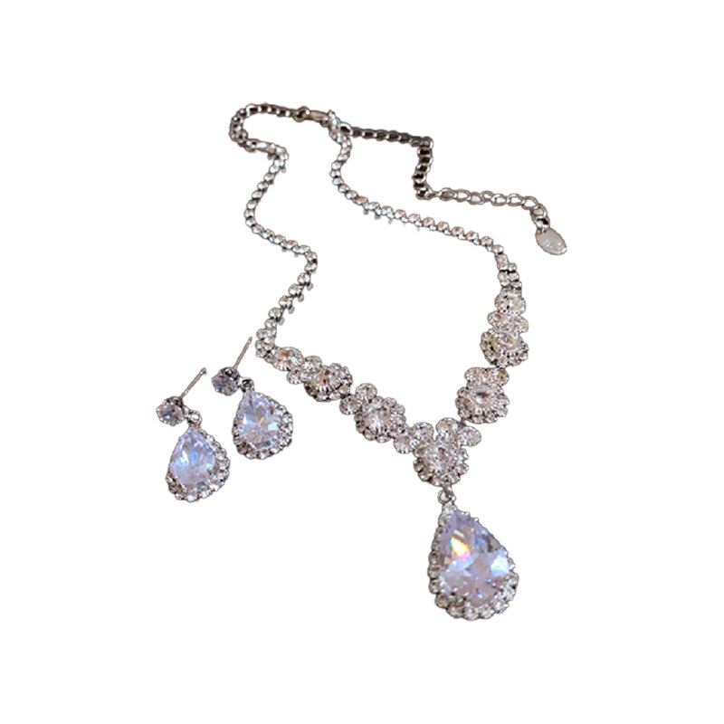Women's Zircon Water Drops High Sense Affordable Jewelry Set