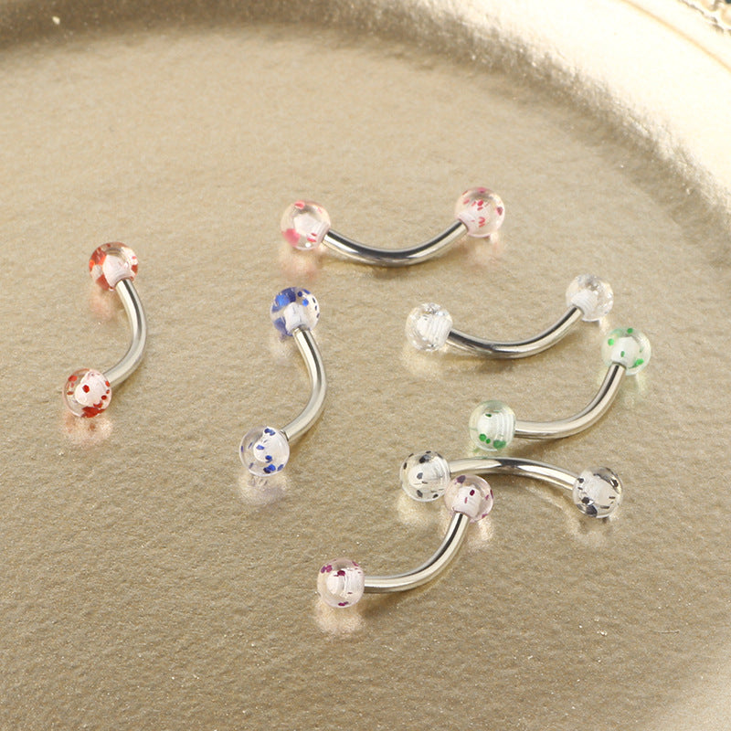 Steel Brow Nail Labret Piercing Sequins Transparent Acrylic Ball Stud Earrings