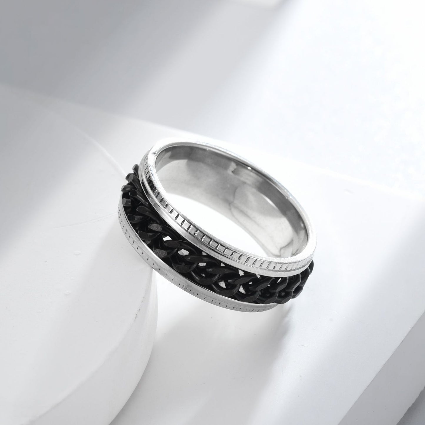 Men's Titanium Steel Roman Numerals Rotatable Chain Ring