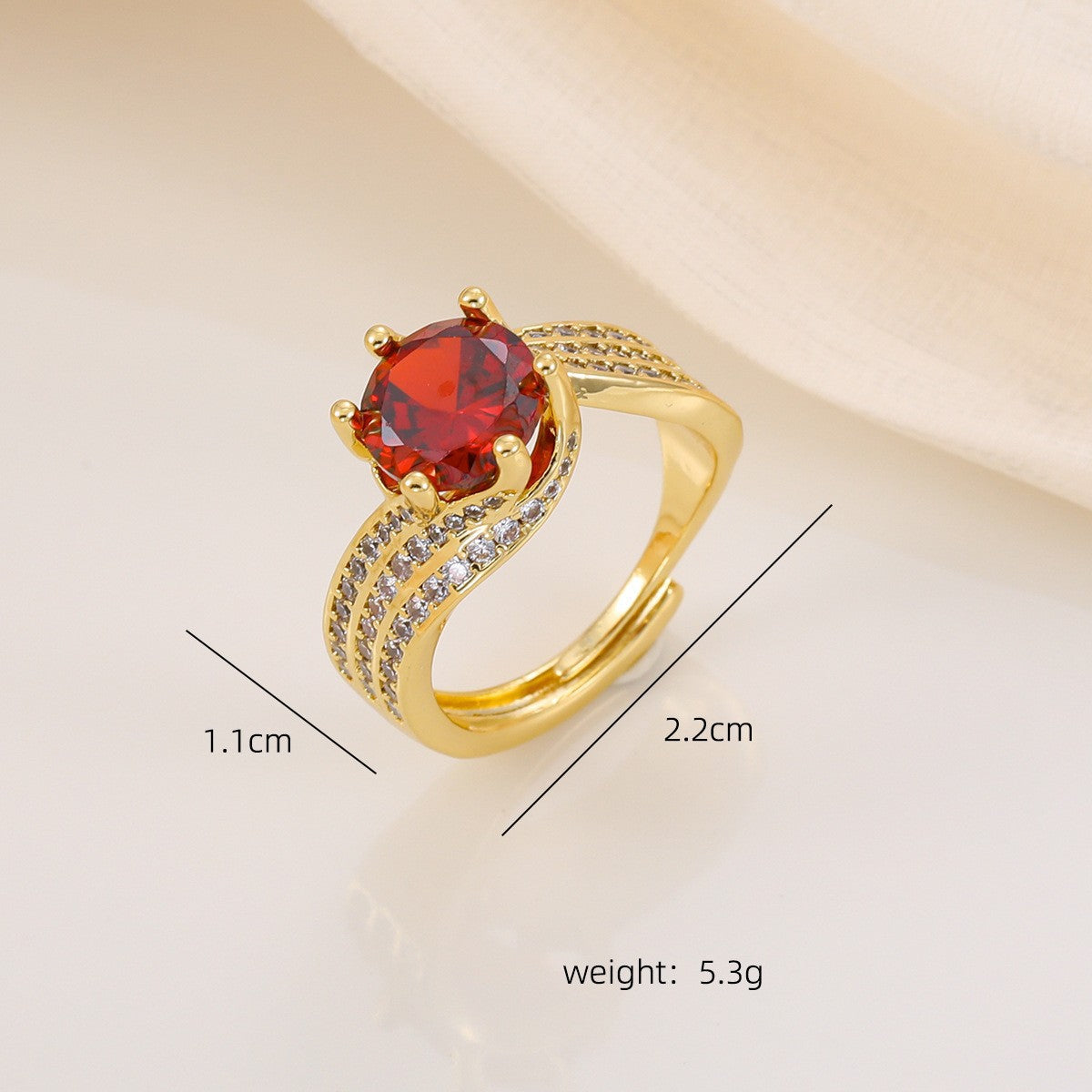 Braiding Copper Inlaid Zirconium Real Gold Winding Female High Sense Ring