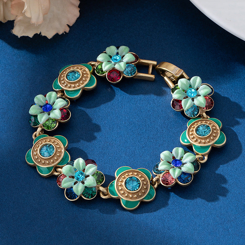 Flower Distressed Personality Retro Eardrop Palace Necklace