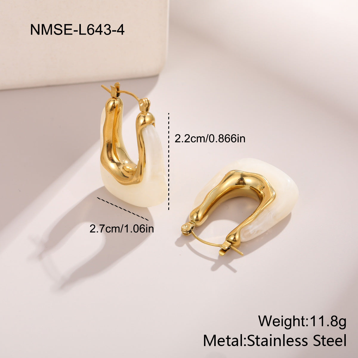 Stainless Steel Fresh Color Irregular Resin Female Niche Design Earrings