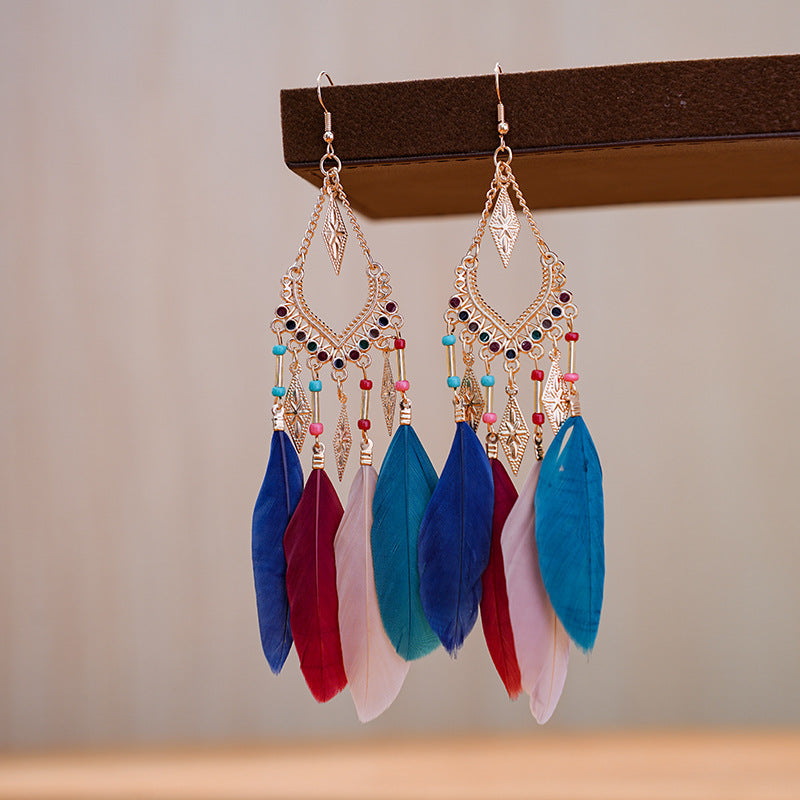 Your Exotic V-shaped Vintage Feather Daisy Earrings