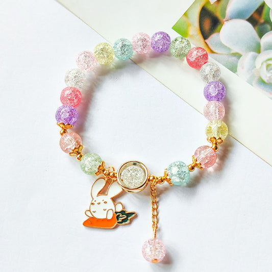 Women's Cartoon Floral Crystal Strawberry Quartz Colorful Bracelets