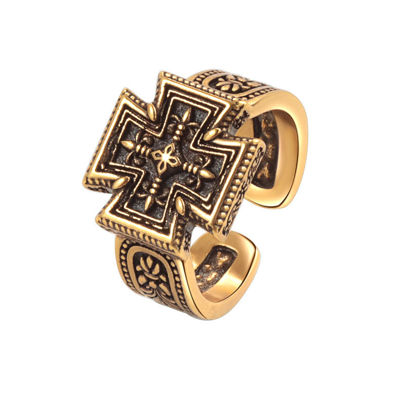 Embossed Vintage Cross Fashion Unique Exquisite High Rings